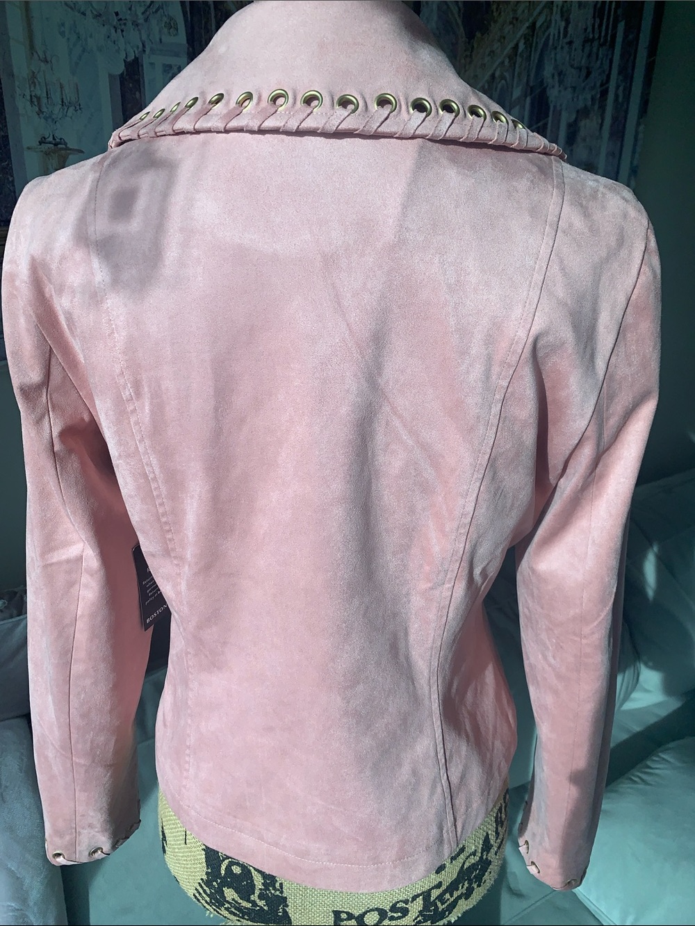 NWT Boston Proper Faux Pink Suede Double-Breasted Eyelet Jacket - Picture 3 of 10